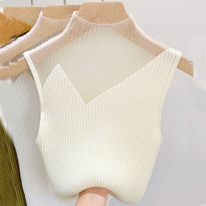 Dam Ärmlös Topp Elegant Lätt Polyester-1