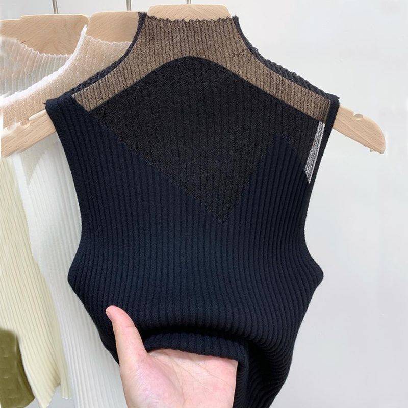 Dam Ärmlös Topp Elegant Lätt Polyester-2