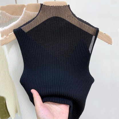 Dam Ärmlös Topp Elegant Lätt Polyester-2