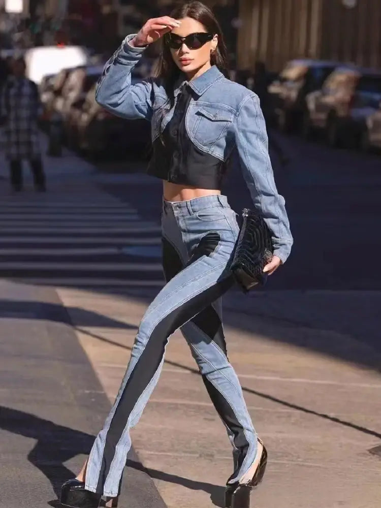 Dam Jeans Hög Midja Stretch Bomull-4