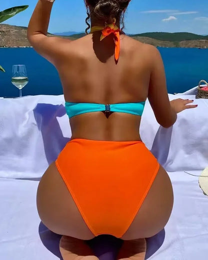 Dam Monokini Med Lappmönster Polyester-4