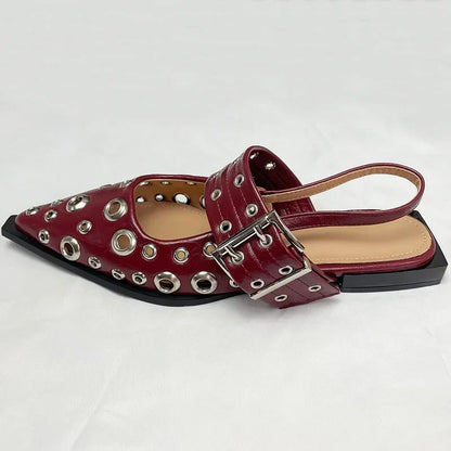 Dam Mules Bekväm PU Sandal Elegant Gummisula 4