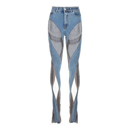 Dam Jeans Hög Midja Löst Snitt Bomull Denim-6