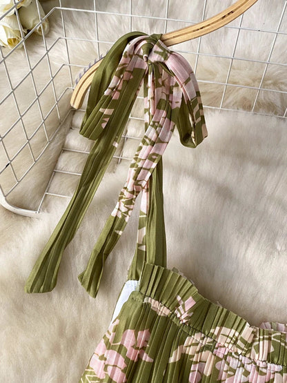 Damklänning Midi Plisserad Polyester O-halsringning-3