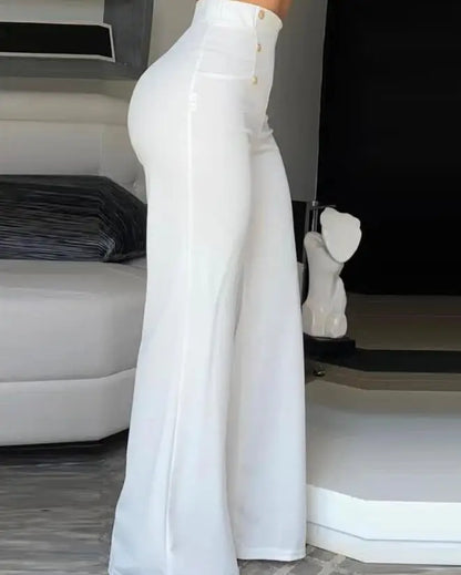 Snygga Byxor Dam Hög Midja Monokrom Polyester-6