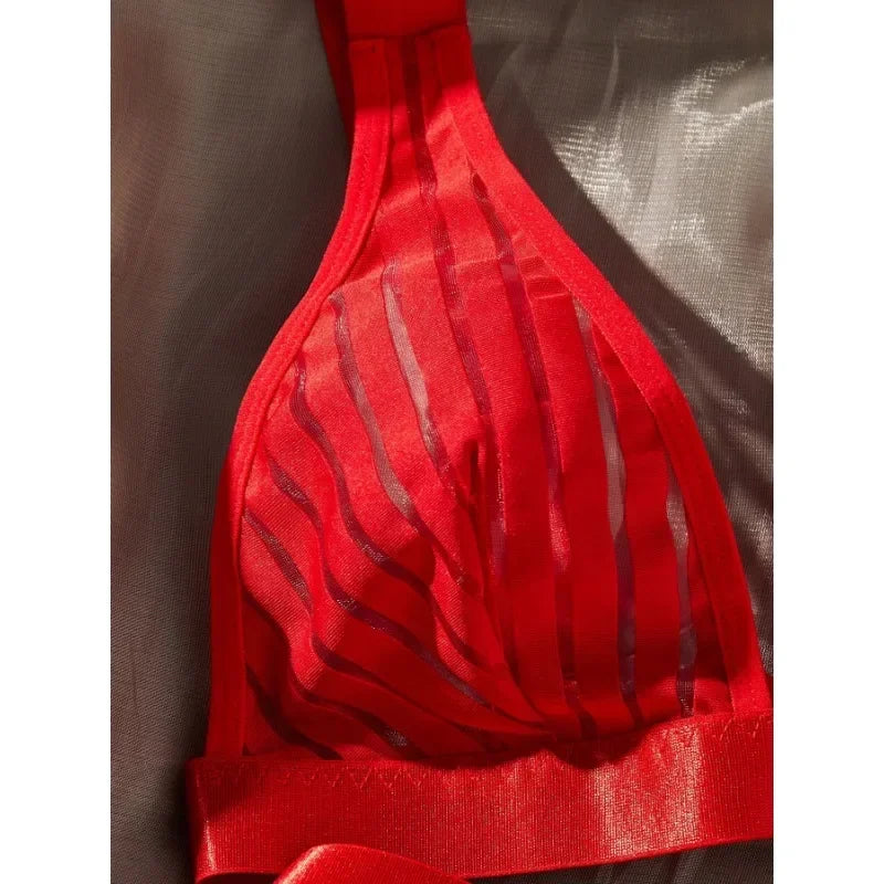 Snygga Damunderkläder Set Randig Polyester med Justerbar Bärartyp-3