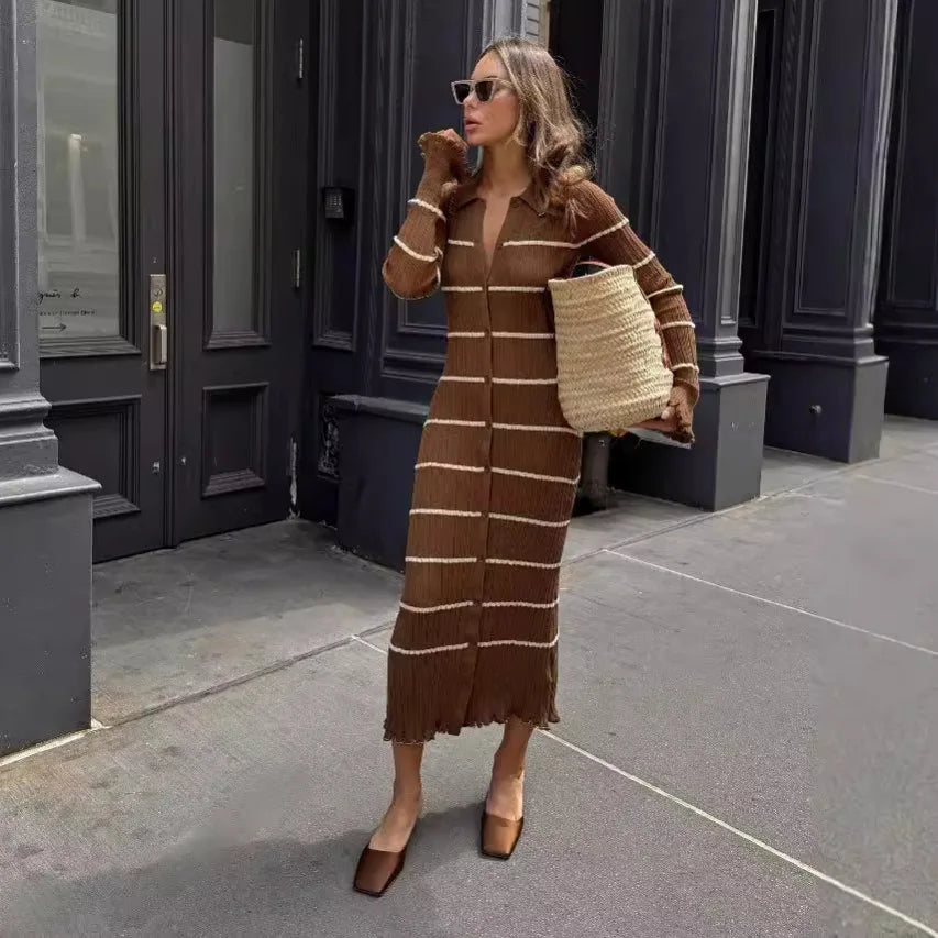 Variant image for Dam Stickklänning Randig Akryl Vinterdesign-3