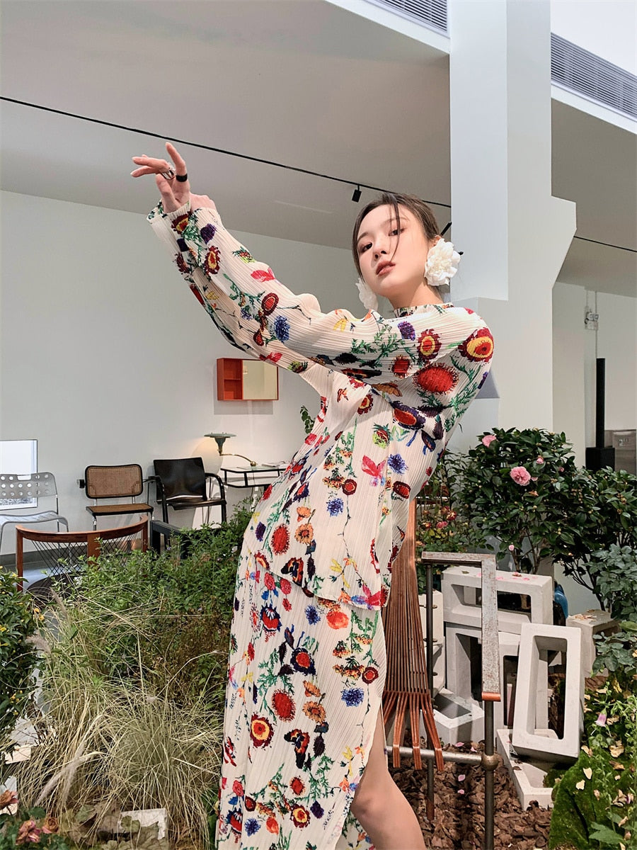 Dam Stenuppsättning Blommönster Polyester för Sommar-6