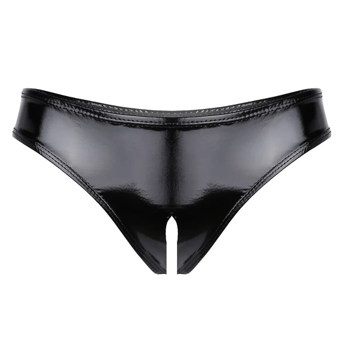 Herr Crotchless Underkläder Monokrom Spandex Patentläder 6