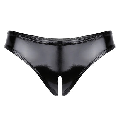 Herr Crotchless Underkläder Monokrom Spandex Patentläder 6