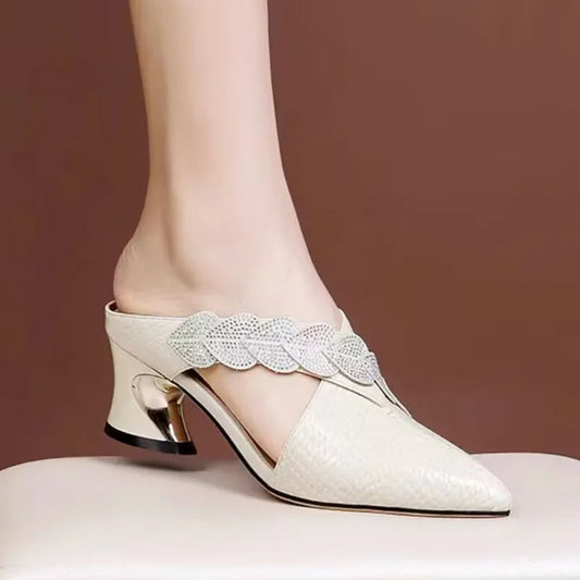 Dam Mules Skor Strass Detaljer PU 5-8 cm Häl-1