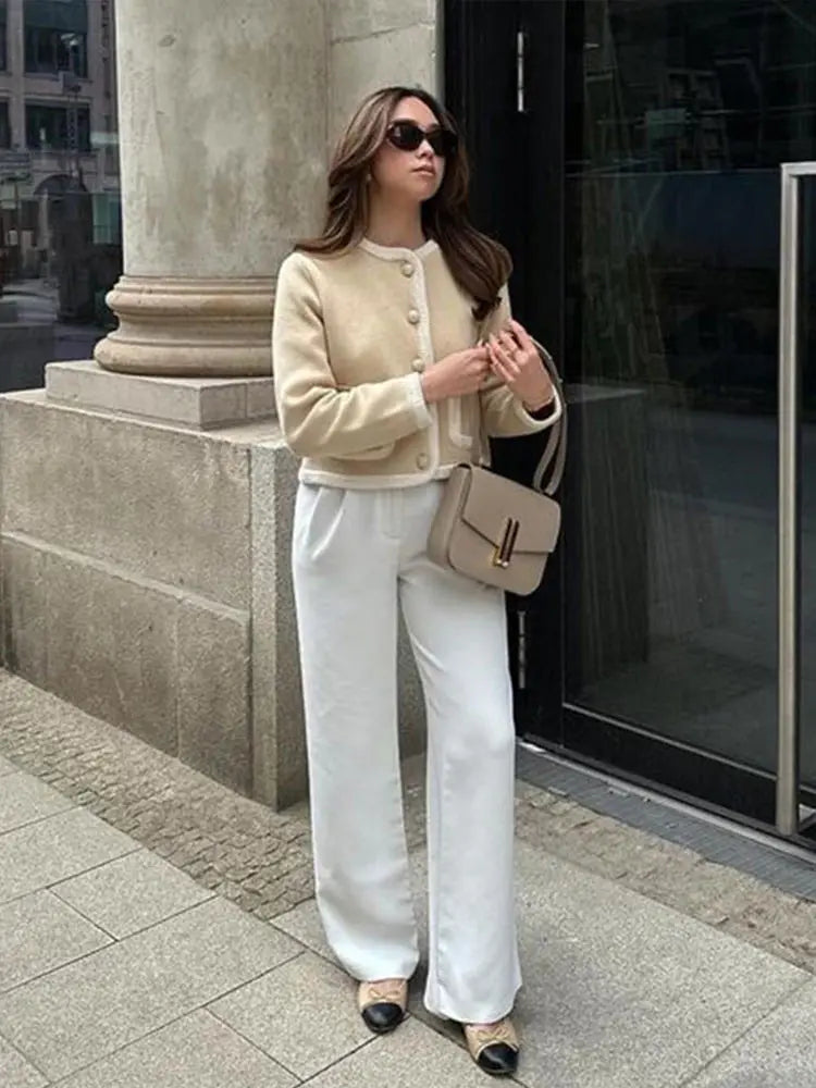 Dam Crop Top Figursydd Andningsbart Tyg Modern Design-4