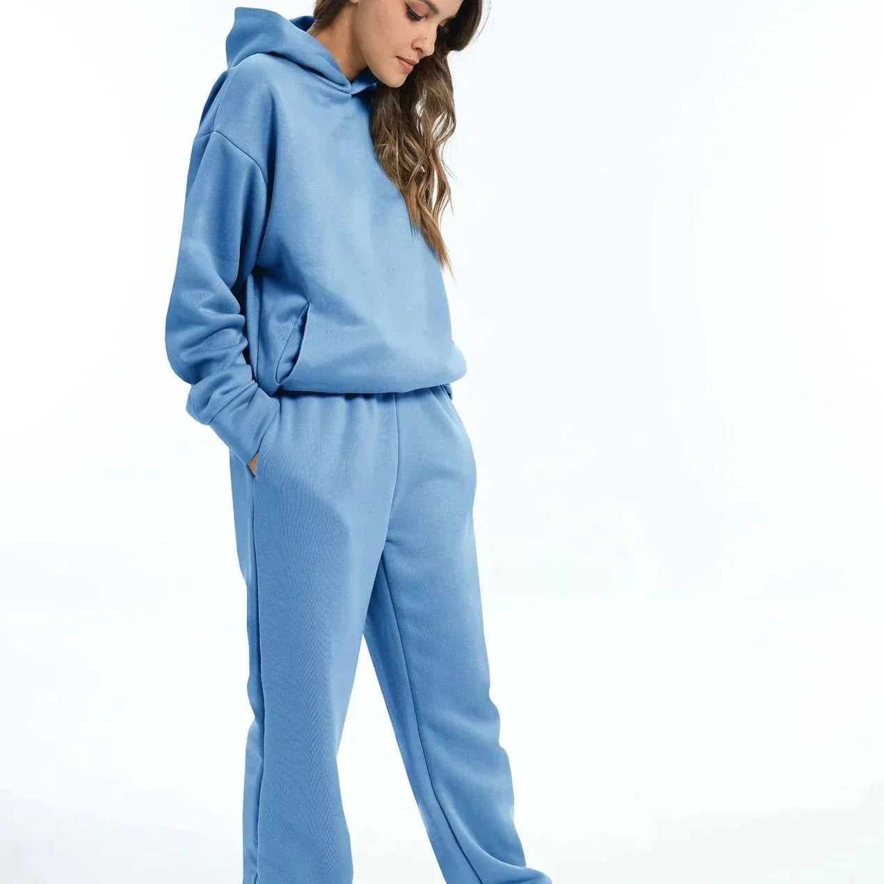 Dam Träningsset Hoodie Syntetmaterial Joggingbyxor Komfortabelt Set 2