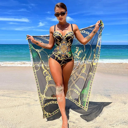 Hög Midja Bikini Set för Dam med Blommönster – Bekväm Spandex och Terylene, Perfekt för Strand och Pool 3