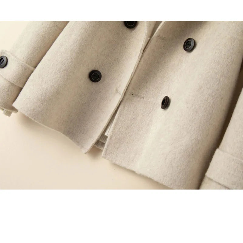 Dam Blazer Dubbelknäppt Högkvalitativt Tyg Elegant Design-5