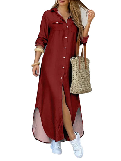 Variant image for Skjortklänning Dam Långärmad Andningsbart Material-1