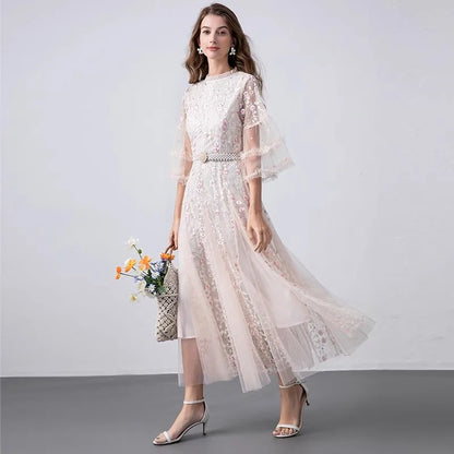 Variant image for Kvinnors Midi Klänning O-Hals Bomull Polyester-1