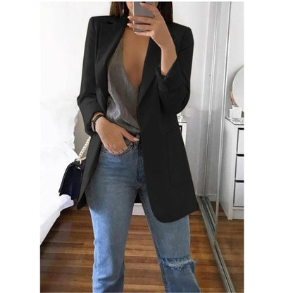 Dam Blazer Cardigan Slim Fit med Polo-hals i Polyester – Elegant och Bekväm för Vardag och Fest 5