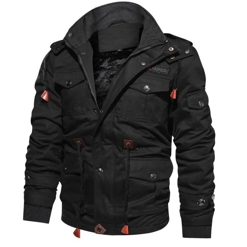 Herrjacka Vinter Militärstil i Robust Polyester-3