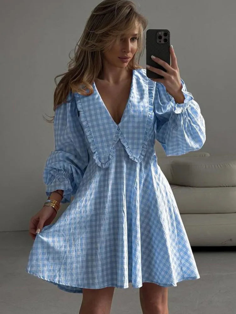 Damklänning A-linjeformad Puffärmar Polyester-4