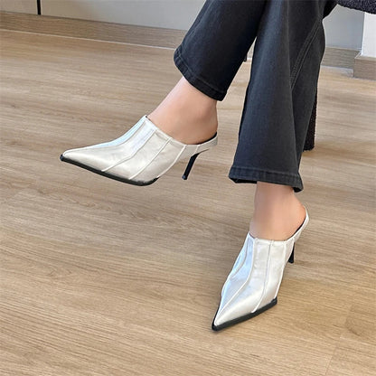 Dam Mules Skor Spetsig Form PU-material Hög Klack-6