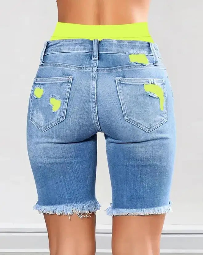 Dam Shorts Knappstängning Polyester-2