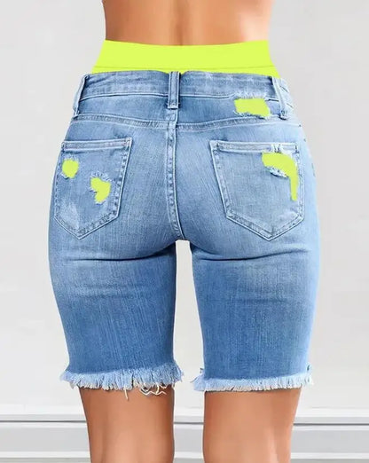 Dam Shorts Knappstängning Polyester-2