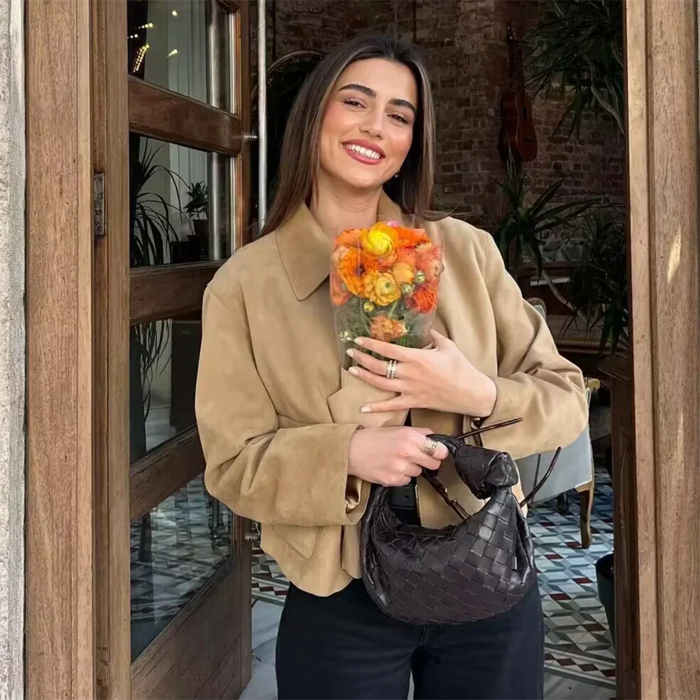 Dam Mockajacka Trendig Design i Högkvalitativ Mocka-2