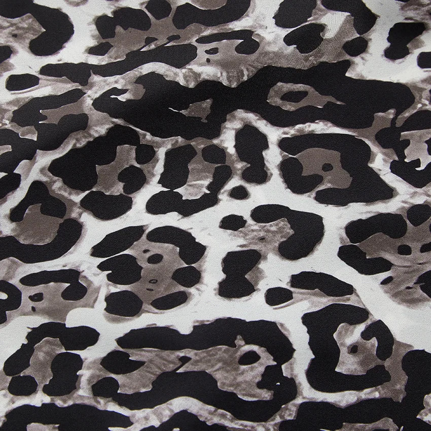 Dam Breda Byxor Leopardmönster Lätt Tyg-6