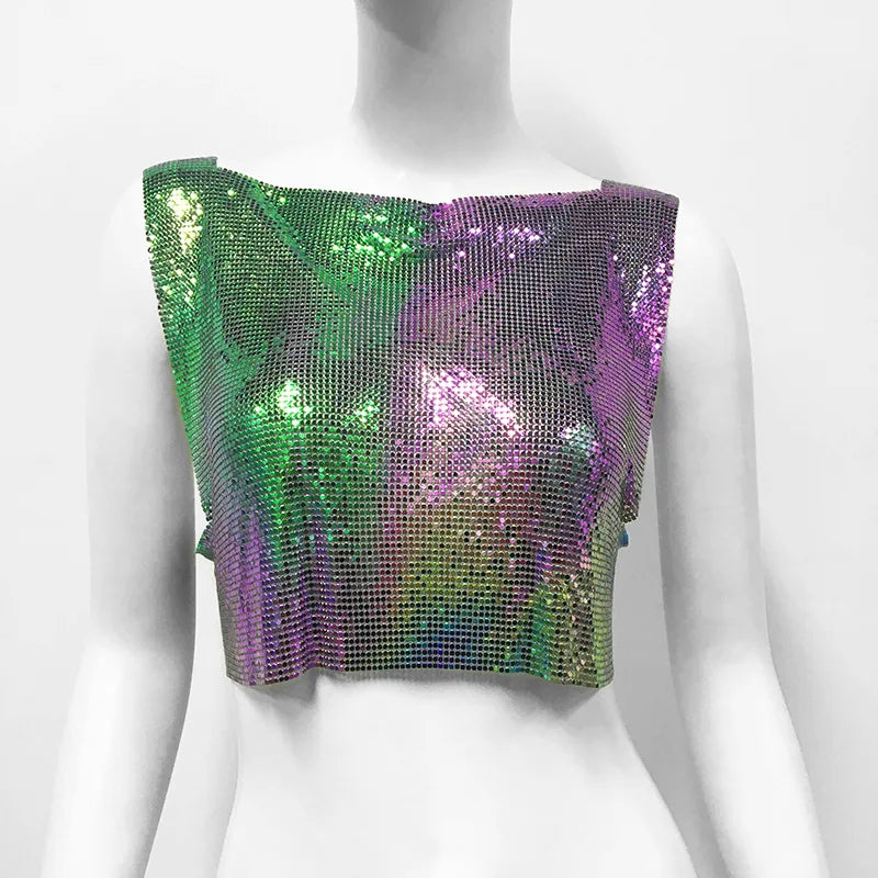 Variant image for Dam Crop Top Monokrom Polyester Paljettdekoration-31