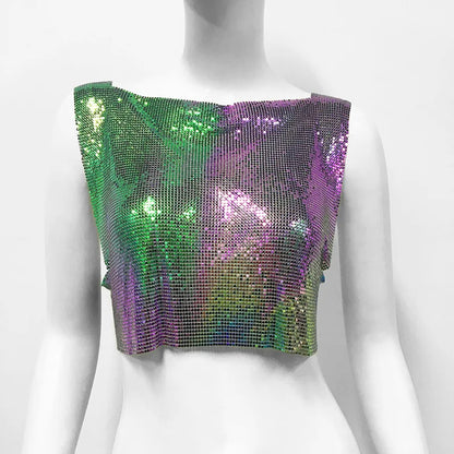 Variant image for Dam Crop Top Monokrom Polyester Paljettdekoration-31
