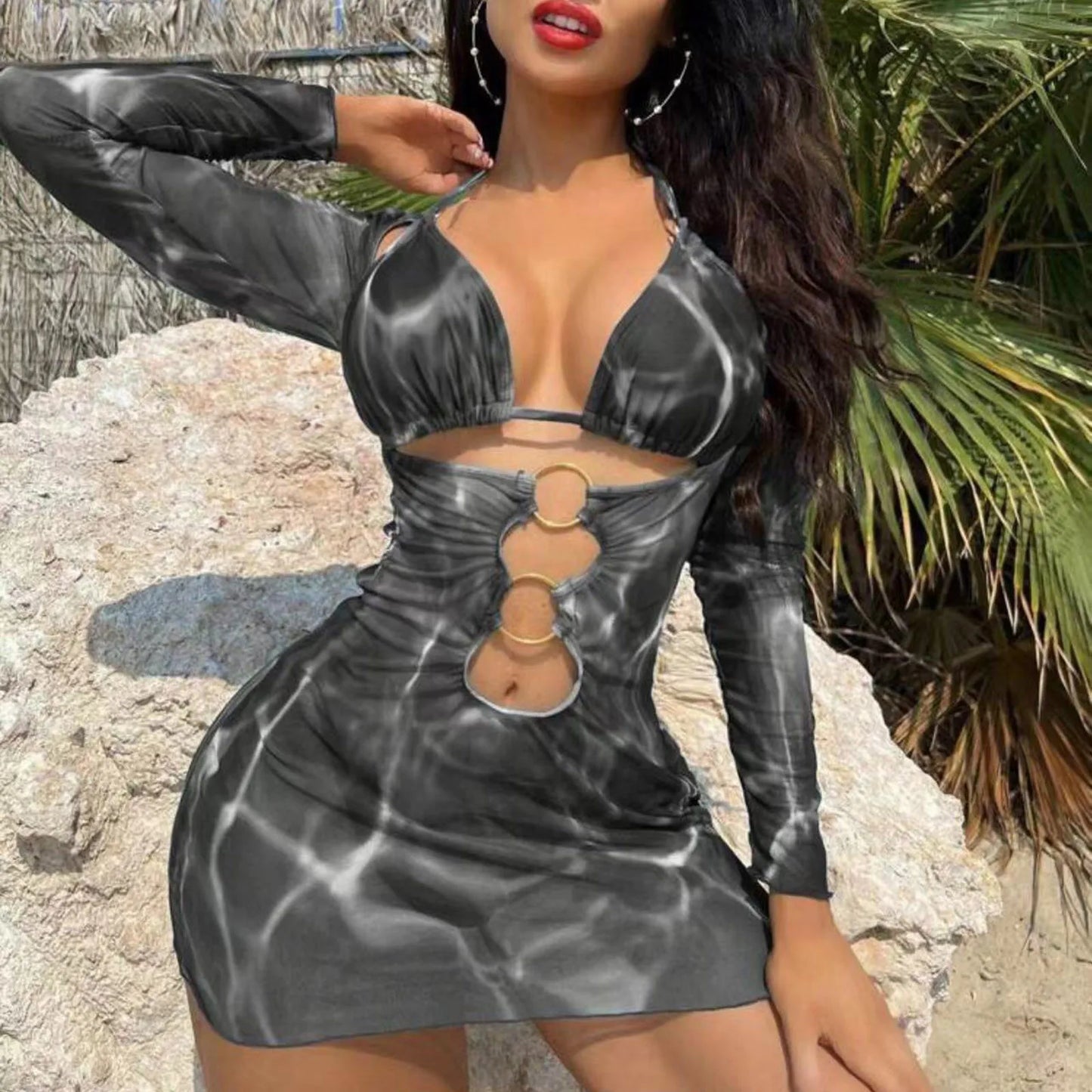 Variant image for Kvinnors Miniklänning Undervattensmotiv Polyester-7