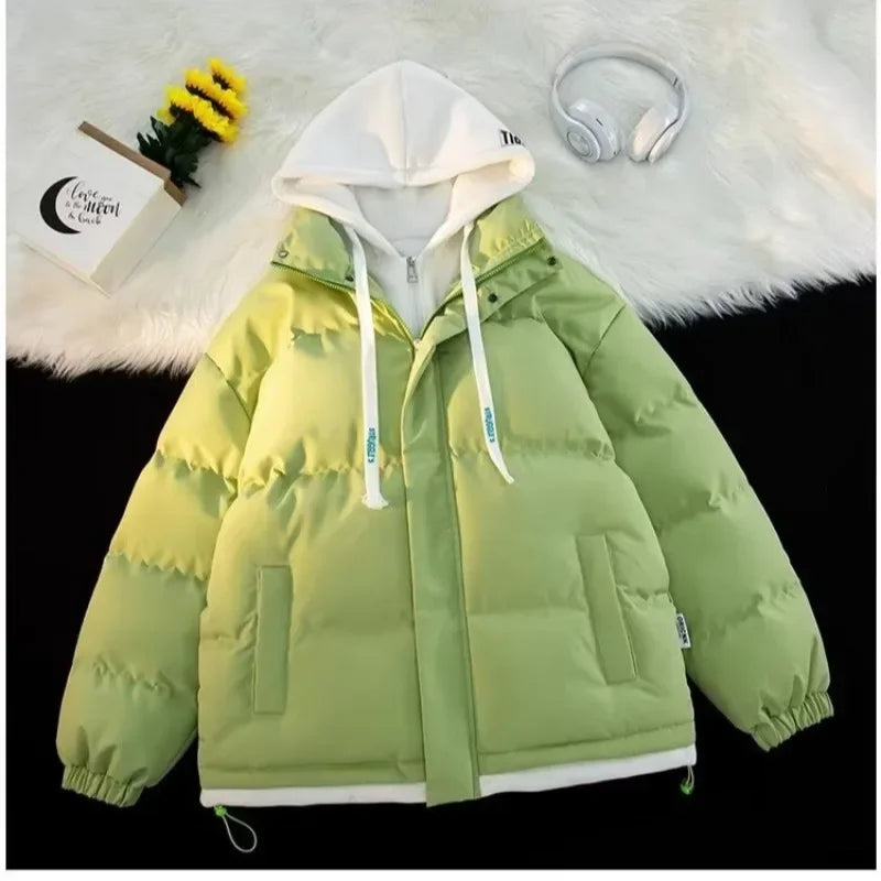 Unisex Vinterjacka Kontrastpaneler Mjuk Polyester Fyllning-3