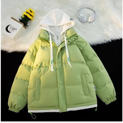 Unisex Vinterjacka Kontrastpaneler Mjuk Polyester Fyllning-3