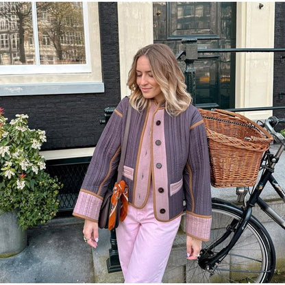 Kvinnors Krossad Jacka Färgblock Polyester-6