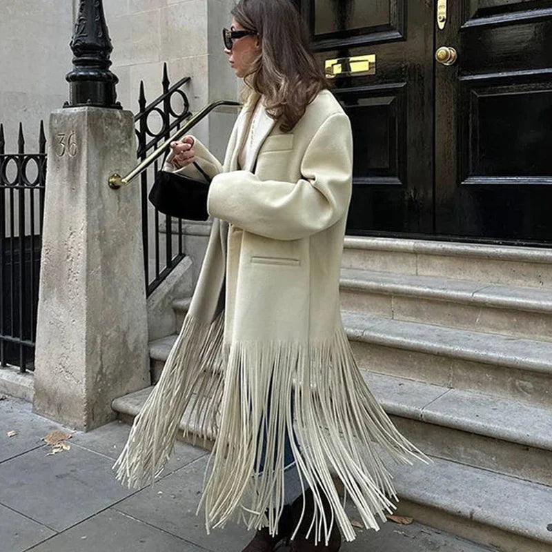 Variant image for Kvinnors Lång Kappa Reverskrage Ull Polyester-1