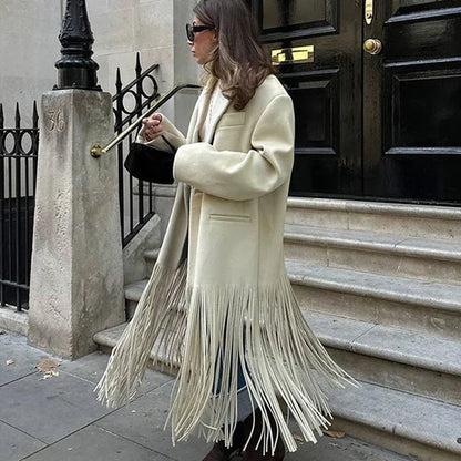 Variant image for Kvinnors Lång Kappa Reverskrage Ull Polyester-1