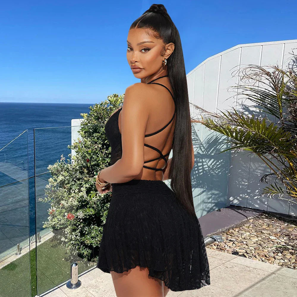 Kvinna Miniklänning A-linje Spaghetti Band Bomull Polyester-2