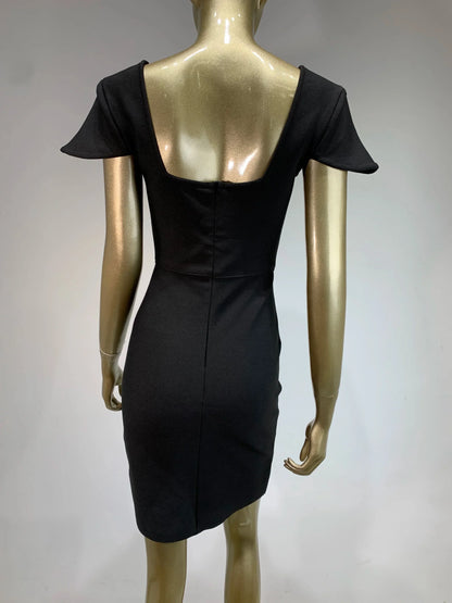 Dam Klänning Mini Fyrkantig Krage Nylon Spandex med Glittrande Detaljer-5