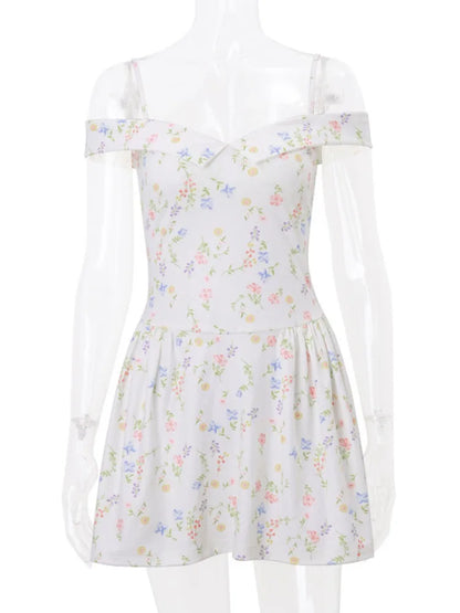 Dam Miniklänning A-linje V-hals Polyester med Öppen Rygg-1