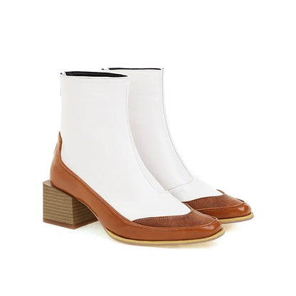 Trendig Stövlar Dam i PU med Fyrkantig Tå och Plattform – Ankellängd för Komfort och Stil 1