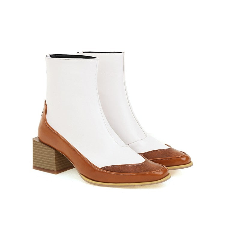 Trendig Stövlar Dam i PU med Fyrkantig Tå och Plattform – Ankellängd för Komfort och Stil 7