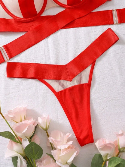 Damunderkläder Set Lapptäckdesign Polyester Trådlös Komfort-5