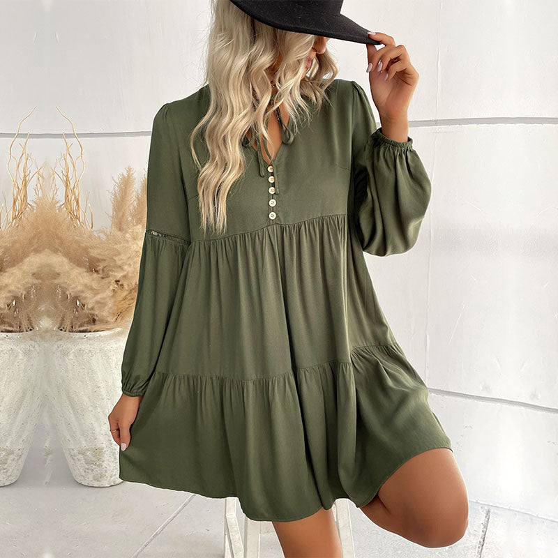 Dam Klänning Utställd med Ruffles 100% Polyester-4