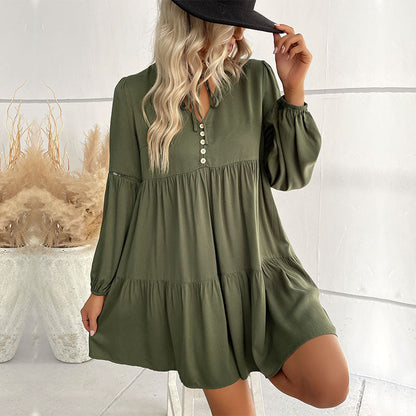 Dam Klänning Utställd med Ruffles 100% Polyester-4