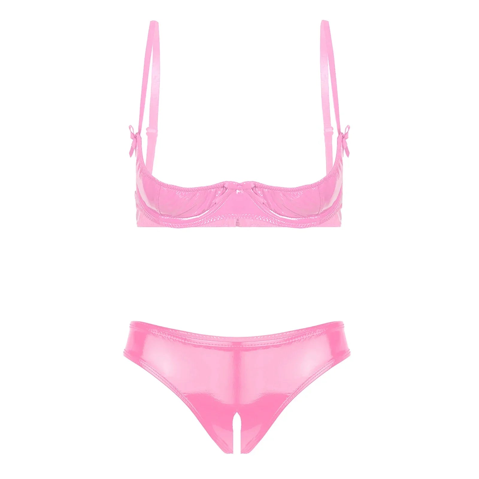 Herr Crotchless Underkläder Monokrom Spandex Patentläder 9