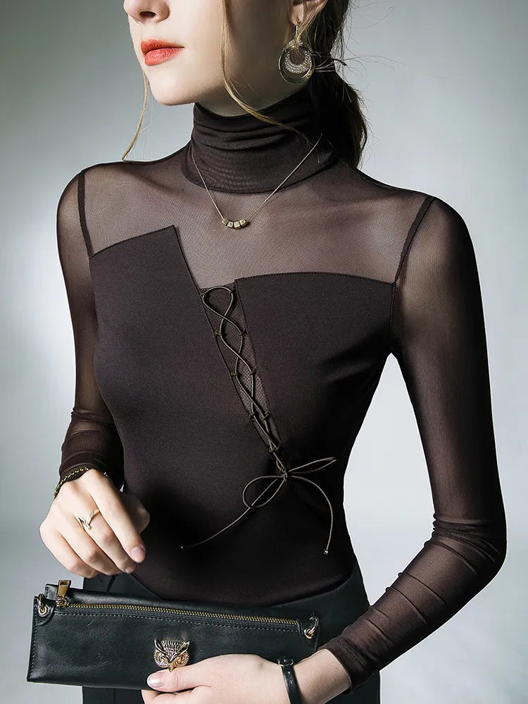 Kvinnors T-shirt Lång Ärmar Mjuk Polyesterblandning-3