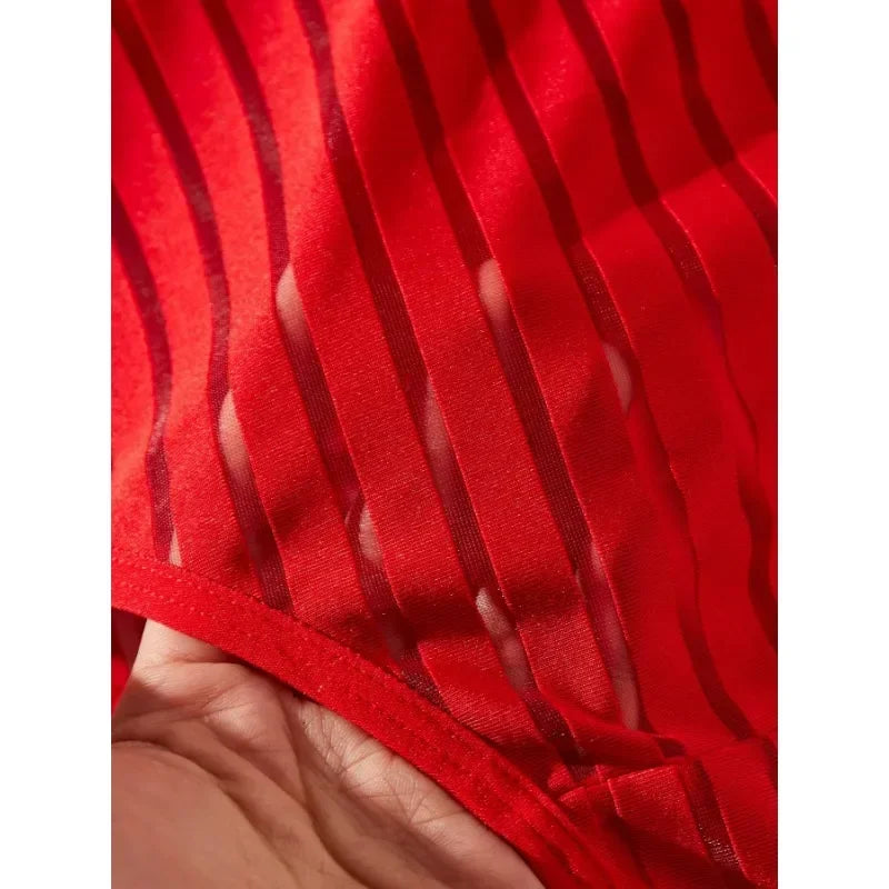 Snygga Damunderkläder Set Randig Polyester med Justerbar Bärartyp-5