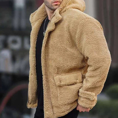 Herrar Hoodie i Teddypäls med Huva Mjuk Polyester 4