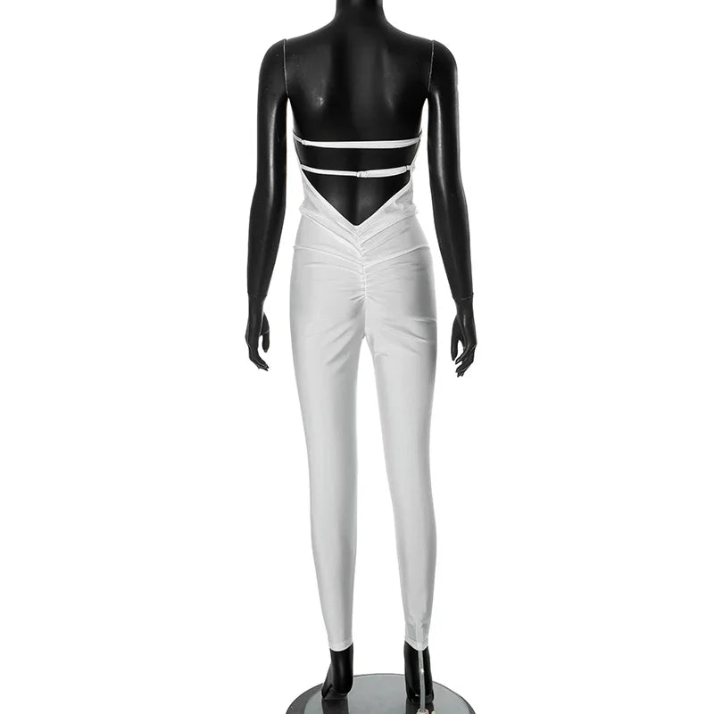 Dam Overall Monokrom Figurnära Polyester Spandex-4